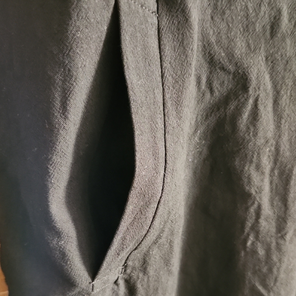Black Minimalist Sleeveless Wide Leg Jumpsuit W/pockets - 100% Cotton - Picture 3 of 6